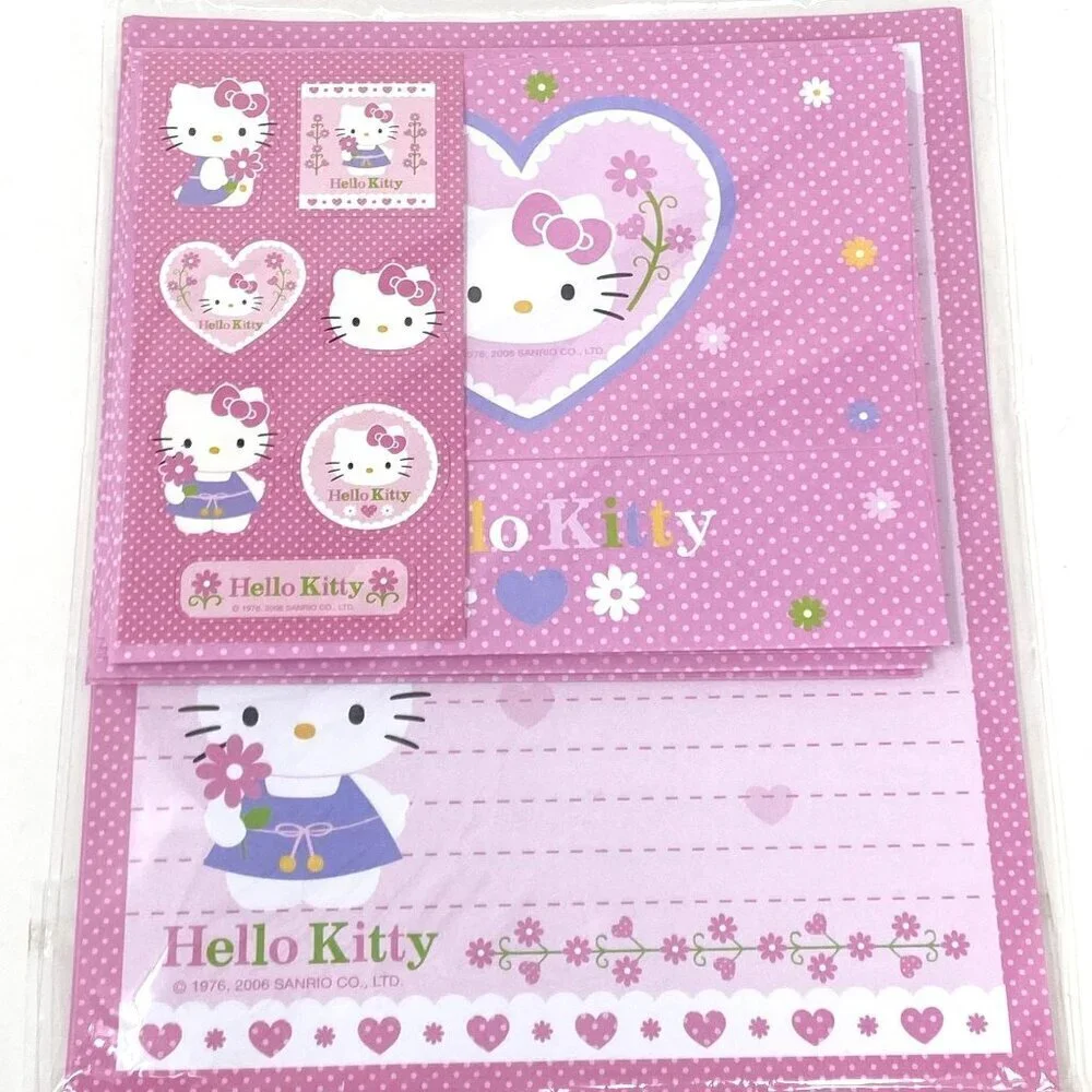 Hello Kitty Letter Writing Set Paper Envelopes Stickers Pink School Learning